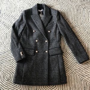 Mango wool blend check blazer coat XS